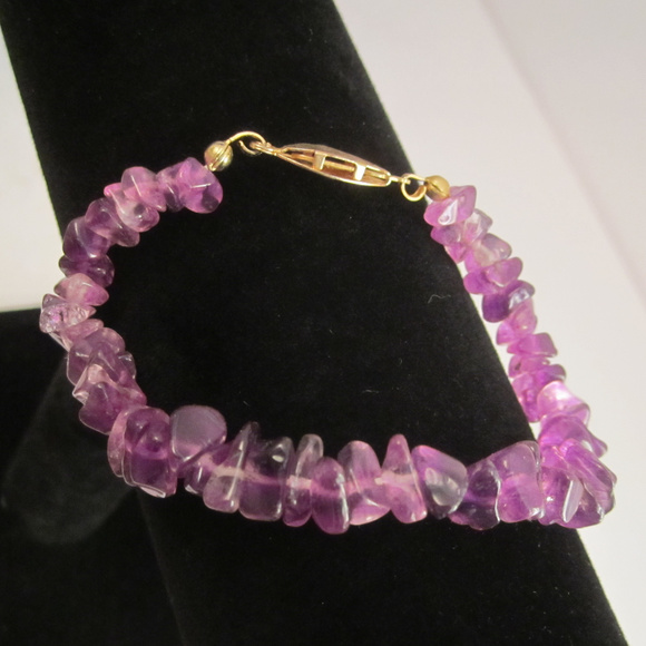 Dark Purple Amethyst Bracelet with Filigree Clasp - Picture 3 of 4